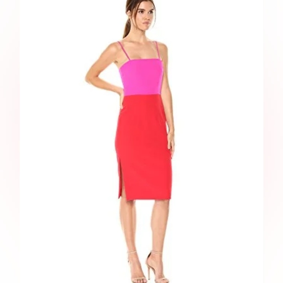 Milly Italian Cady Pink Red Colorblock Pencil Dress
